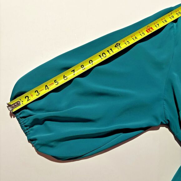 Torrid Blue Dress Women's Size 4 4X Tea Length Studio Crepe de Chine Surplice - Picture 10 of 12